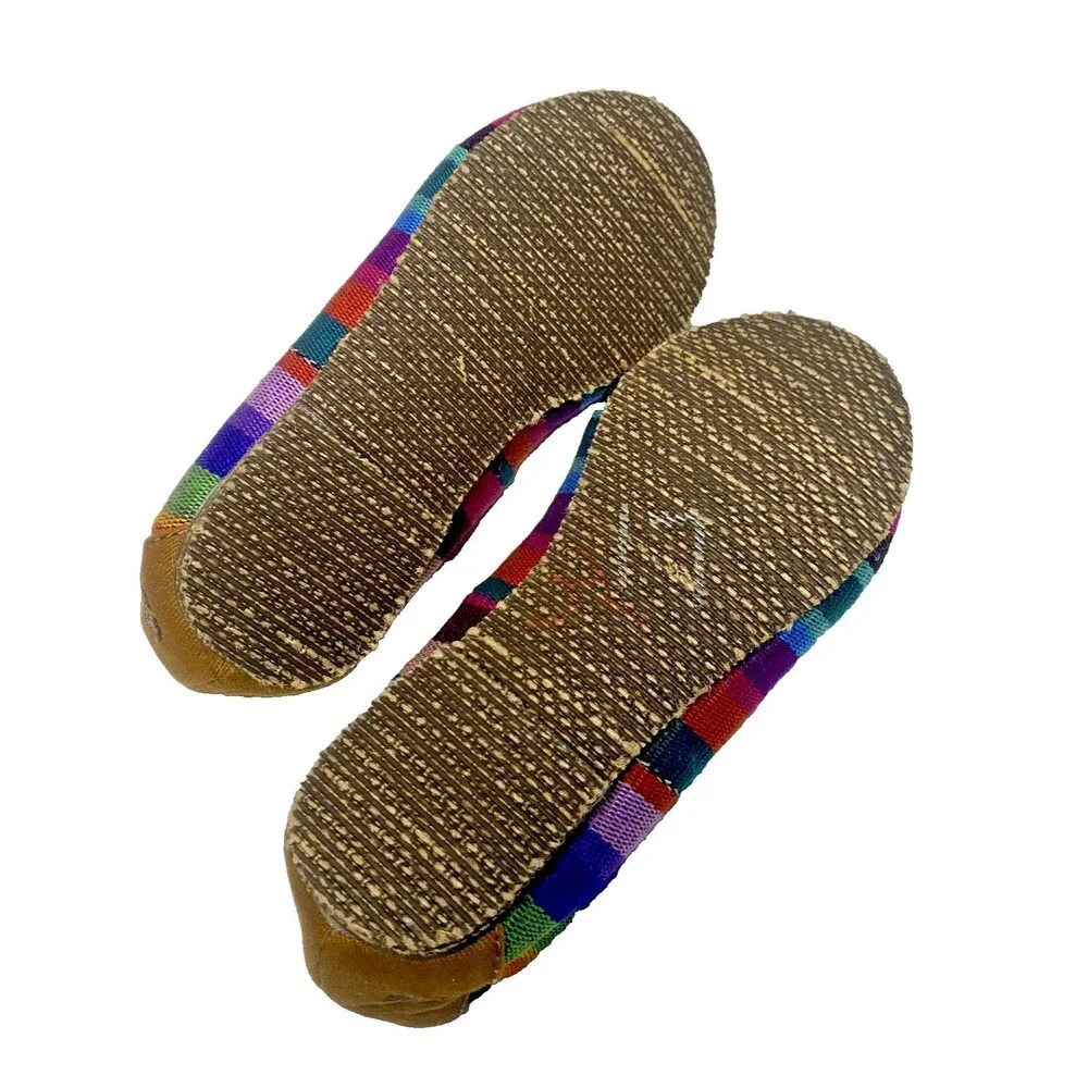 Reef Tropic Girl's Size 11 T Rainbow Stripe Ballet Flats Mex Boho Beach Colorful